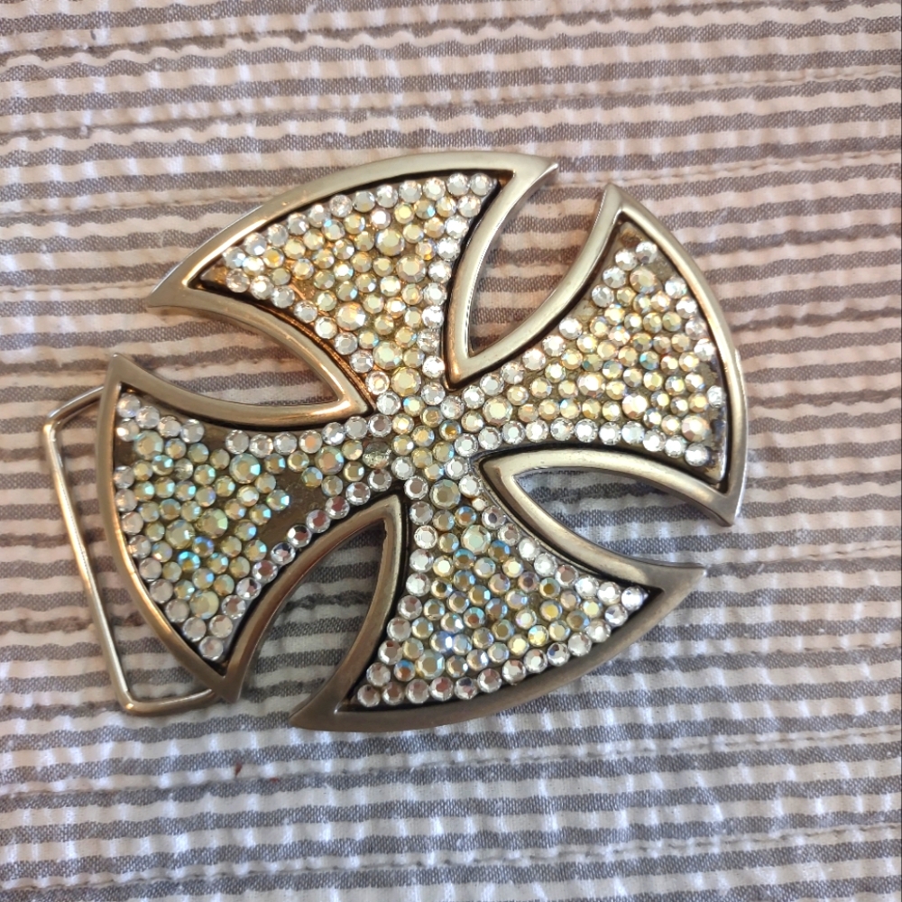 Swarovski crystal Embellished Metal Belt Buckle